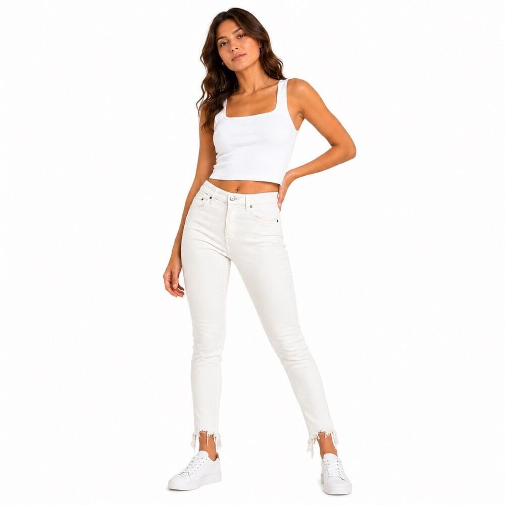 ABERCROMBIE & FITCH Women’s White High Rise Skinny Ankle Jeans Size 28